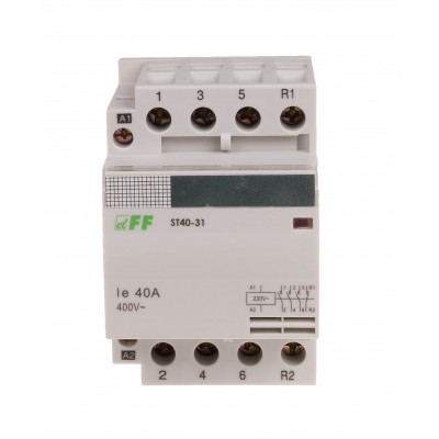 Modulinis kontaktorius, kontaktai 3NO + 1NC, I = 40A, ritės įtampa U = 230V AC, 3 moduliai - Ratechna.eu